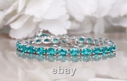 Paraiba Tourmaline Bracelet Tennis Bracelet Oval Chain Bracelet Bridal Gifts