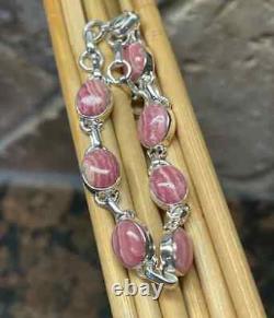Pink Rhodochrosite Bracelet 925 Sterling Silver Handmade Bracelet Boho Bracelet