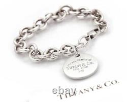 Please Return To Tiffany & Co. Sterling Silver Circle Tag Charm Bracelet 7.5