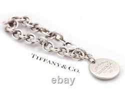 Please Return To Tiffany & Co. Sterling Silver Circle Tag Charm Bracelet 7.5