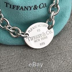 Please Return To Tiffany & Co. Sterling Silver Oval Tag Charm Bracelet