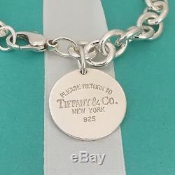 Please Return to Tiffany & Co Silver Round Tag Dangle Charm Bracelet