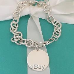 Please Return to Tiffany & Co Silver Round Tag Dangle Charm Bracelet