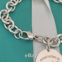 Please Return to Tiffany & Co Silver Round Tag Dangle Charm Bracelet