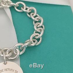 Please Return to Tiffany & Co Silver Round Tag Dangle Charm Bracelet