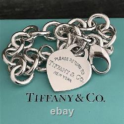 Please Return to Tiffany & Co Sterling Silver Heart Tag Charm Bracelet