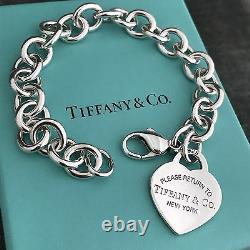 Please Return to Tiffany & Co Sterling Silver Heart Tag Charm Bracelet