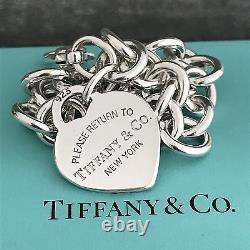 Please Return to Tiffany & Co Sterling Silver Heart Tag Charm Bracelet