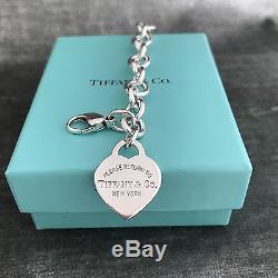 Please Return to Tiffany & Co Sterling Silver Heart Tag Charm Bracelet 7.5