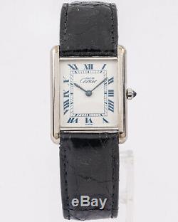 Pre-Owned. 925 Silver Cartier Tank Quartz Ref. 681006 with Cartier Box