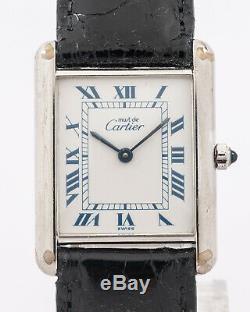 Pre-Owned. 925 Silver Cartier Tank Quartz Ref. 681006 with Cartier Box