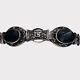 Pre-owned Sterling Silver Black Onyx Bracelet With Marcasite