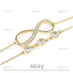Pretty 5.25Ct Round Cut Moissanite Infinity Chain Bracelet 14K Yellow Gold Over