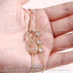 Pretty 5.25Ct Round Cut Moissanite Infinity Chain Bracelet 14K Yellow Gold Over