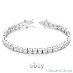 Princess Cut Cubic Zirconia CZ Crystal. 925 Sterling Silver 6mm Tennis Bracelet