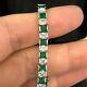Princess Cut Green Emerald & Diamond Tennis Bracelet 14k White Gold Over 6.75