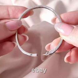 Princess Lab-Created Sapphire Women's Bangle Bracelet 14K White Gold Plated