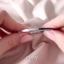 Princess Lab-Created Sapphire Women's Bangle Bracelet 14K White Gold Plated