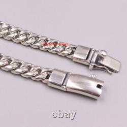 Pure 925 Sterling Silver Bracelet 8mm Curb Link Chain For Men 7.48inch