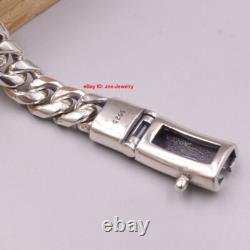 Pure 925 Sterling Silver Bracelet 8mm Curb Link Chain For Men 7.48inch