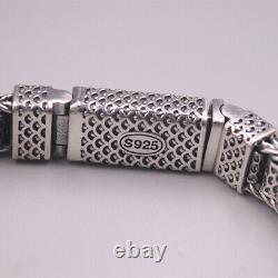 Pure 925 Sterling Silver Men Bracelet Lucky Dragon Beads Chain Link / 7.87L