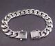 Pure S925 Sterling Silver 925 Chain Bright Curb Link Bracelet 59-60g 7.9inch