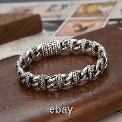 Pure S925 Sterling Silver Bracelet Men Women 11.5mm Anchor Link Chain 7-8.7inL