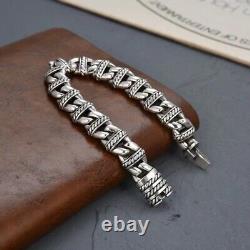 Pure S925 Sterling Silver Bracelet Men Women 11.5mm Anchor Link Chain 7-8.7inL