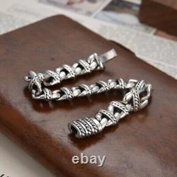 Pure S925 Sterling Silver Bracelet Men Women 11.5mm Anchor Link Chain 7-8.7inL