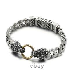 Pure S925 Sterling Silver Chain Men Dragon Curb Link Bracelet 56-57g 8.7inch