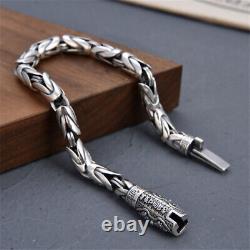 Pure S925 Sterling Silver Chain Men Women 7mm Vajra Byzantine Link Bracelet