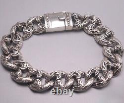 Pure S925 Sterling Silver Chain Men Women Curb Link Bracelet 8.1in L