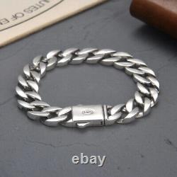 Pure S925 Sterling Silver Chain Men Women Domineering Curb Link Bracelet