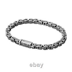 Pure S925 Sterling Silver Chain Men Women Dragon Byzantine Link Bracelet