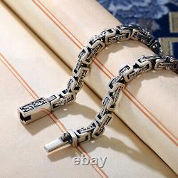 Pure S925 Sterling Silver Chain Men Women Dragon Byzantine Link Bracelet