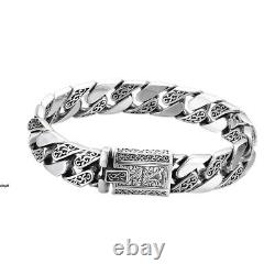 Pure S925 Sterling Silver Chain Men Women Rattan Curb Link Bracelet 7.1-7.9in