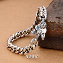 Pure S925 Sterling Silver Chain Men Women Unique Curb Link Bracelet