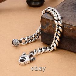 Pure S925 Sterling Silver Chain Men Women Unique Curb Link Bracelet