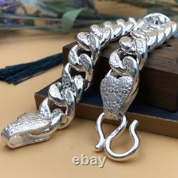 Pure S999 Sterling Silver Chain Curb Link Bracelet Men Women Real Fine Silver