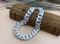 Pure S999 Sterling Silver Chain Curb Link Bracelet Men Women Real Fine Silver