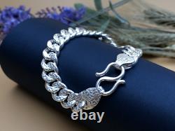 Pure S999 Sterling Silver Chain Curb Link Bracelet Men Women Real Fine Silver