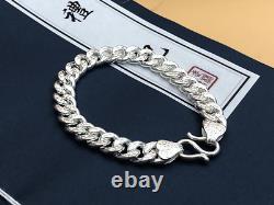 Pure S999 Sterling Silver Chain Curb Link Bracelet Men Women Real Fine Silver