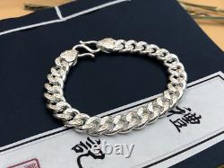 Pure S999 Sterling Silver Chain Curb Link Bracelet Men Women Real Fine Silver