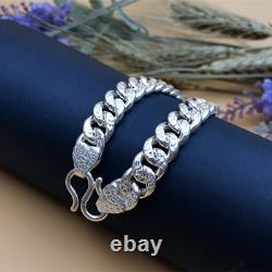 Pure S999 Sterling Silver Chain Curb Link Bracelet Men Women Real Fine Silver