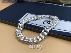 Pure S999 Sterling Silver Chain Curb Link Bracelet Men Women Real Fine Silver