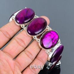 Purple Fire Labradorite Gemstone Bracelet 925 Sterling Silver Bracelet For Her