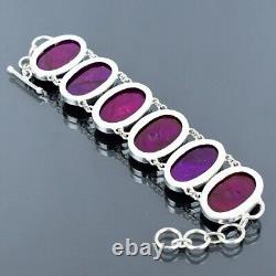Purple Fire Labradorite Gemstone Bracelet 925 Sterling Silver Bracelet For Her
