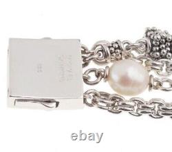 QVC Michael Dawkins Rondel Pearl 8 Bracelet 14K White Gold Plated $620