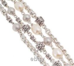 QVC Michael Dawkins Rondel Pearl 8 Bracelet 14K White Gold Plated $620