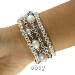 QVC Michael Dawkins Sterling Silver Rondel 7.25 Freshwater Pearl Bracelet $300